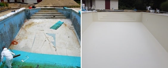 rénovation piscine avec polyester armé